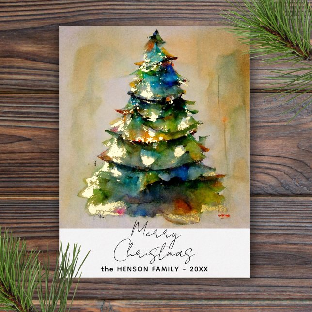 Árbol de navidad de acuarela festiva oro artístico (Subido por el creador)