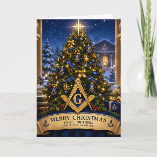 Árbol de Navidad de acuarela masónico francmasón