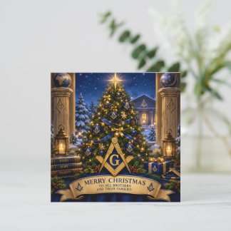 Árbol de Navidad de acuarela masónico francmasón