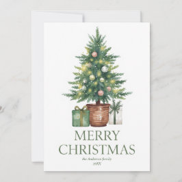 Árbol de navidad de acuarela rústica no foto