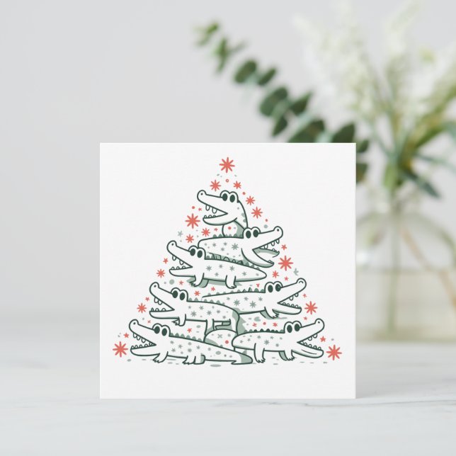 Árbol de Navidad de Aligator Cocodrilo Divertido F (Anverso de pie)