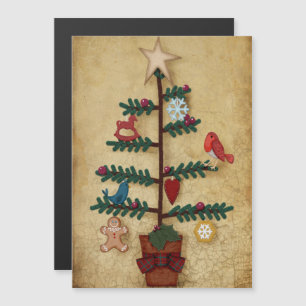 Árbol de Navidad de arte popular con adornos de fi
