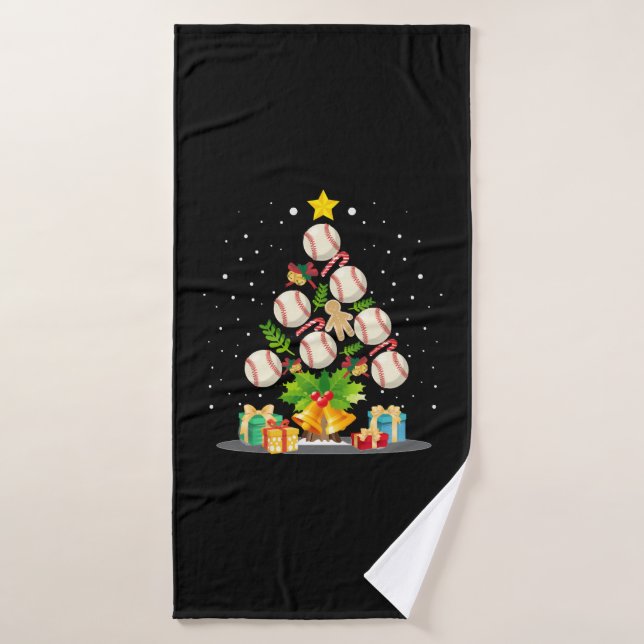árbol de navidad de béisbol (Toalla de baño)