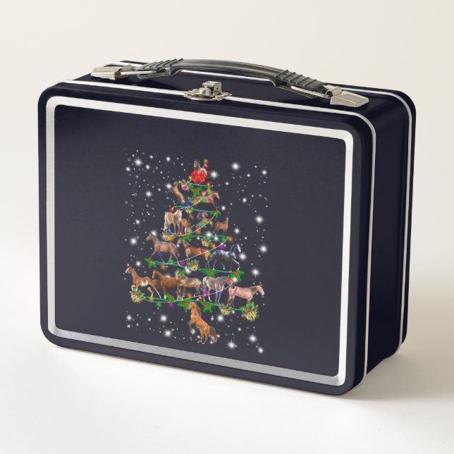 Árbol De Navidad De Caballo Cubierto De Lámparas (Anverso)