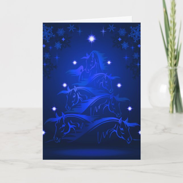 Árbol de Navidad de Caballos de Noche Azul (Anverso)
