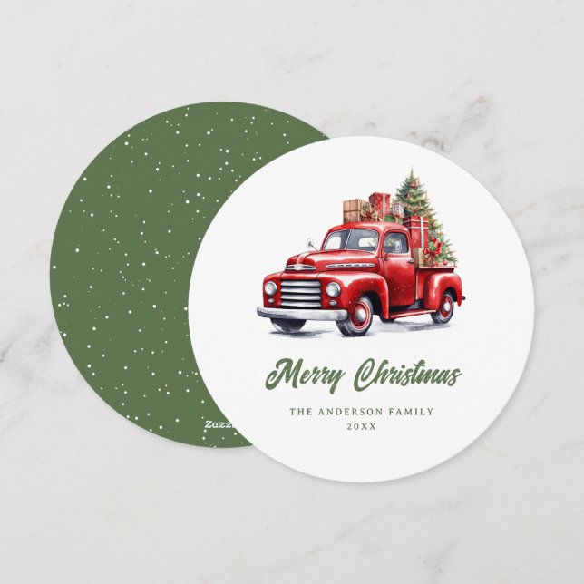 Árbol de Navidad de Camión Rojo Vintage (Anverso / Reverso)