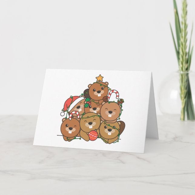 Árbol de Navidad de castor Animal divertido de Nav (Anverso)
