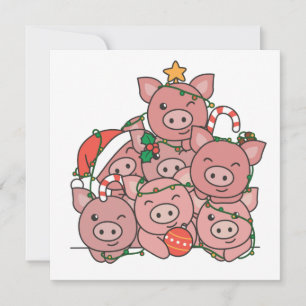Árbol de Navidad de cerdo Invitación divertida de 