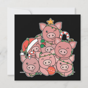 Árbol de Navidad de cerdo Invitación divertida de