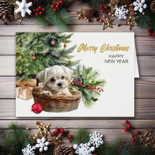 Árbol de navidad de cesta de mimbre de cachorro ma