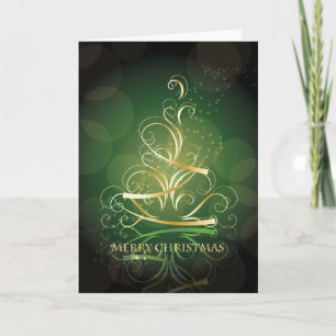 Árbol de Navidad de cinta dorada sobre Navidades v
