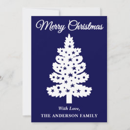 Árbol de navidad de escritura azul marino manuscri