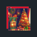 Árbol de Navidad de estilo tradicional vintage, fi<br><div class="desc">Este Holiday Card cuenta con una habitación decorada tradicionalmente por Navidades con árbol de Navidad,  chimenea,  regalos y muchos detalles hermosos en colores clásicos verdes,  rojos y dorados. ¡Desee a sus seres queridos (familia,  amigos,  colegas) una Feliz Navidad con esta hermosa tarjeta! Diseñado con IA basado en mi idea.</div>