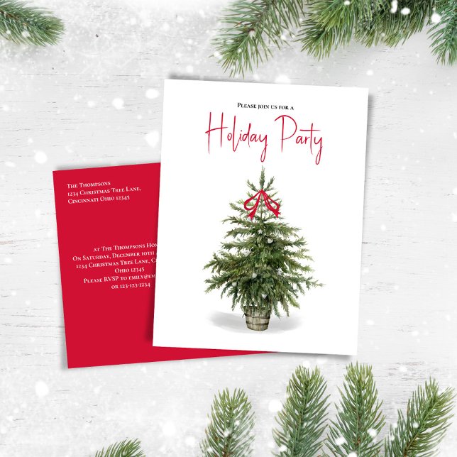 Árbol de navidad de fiesta acuática (Classic Holiday Party invitation postcard. )