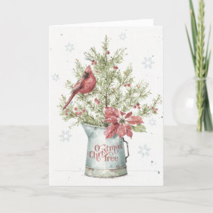 Árbol de Navidad de granja con cardenal