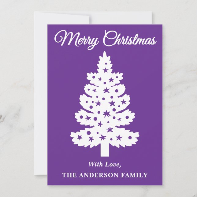 Árbol de Navidad de guión manuscrito púrpura (Anverso)
