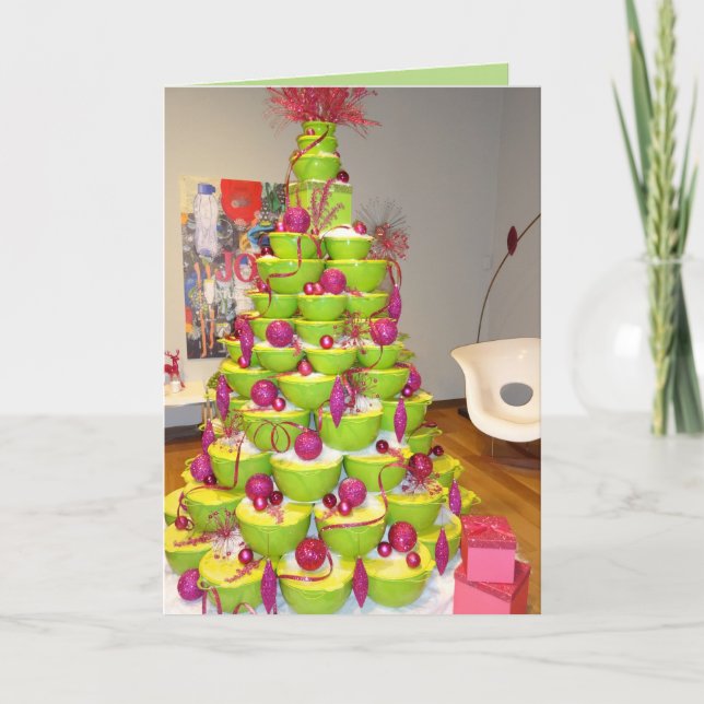 Árbol de navidad de jingle verde limón y rosa (Anverso)