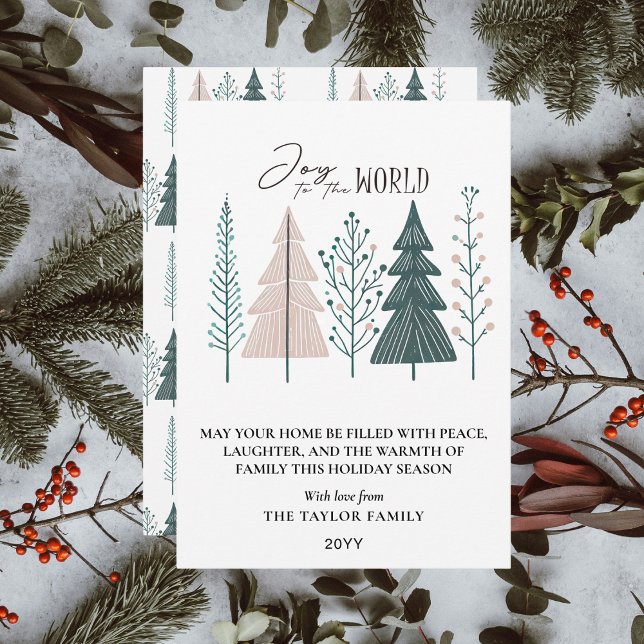Árbol de Navidad de Joy Boho Botánico Elegante (Elegant Botanical Boho Joy Christmas Tree Holiday Card
)
