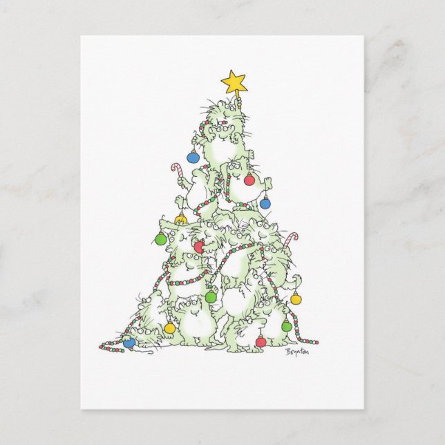 ÁRBOL DE NAVIDAD de la postal de los GATITOS por (Anverso)