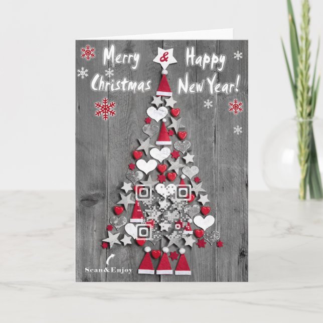 Árbol de navidad de la tarjeta del QR-código de (Anverso)