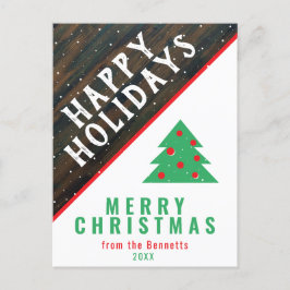 Árbol de Navidad de Madera Rústica Rojo Nombre Nav