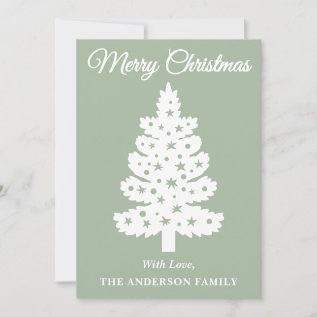 Árbol de navidad de manuscrito verde sage (Anverso)