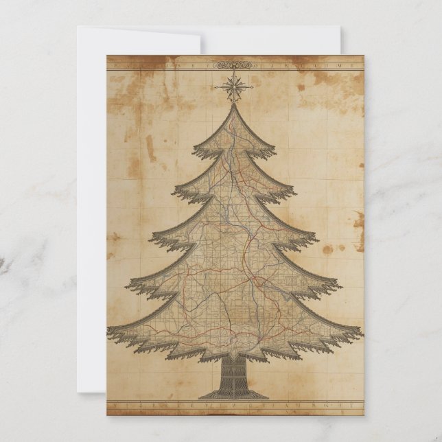Árbol de Navidad de Mapa Antiguo  (Anverso)