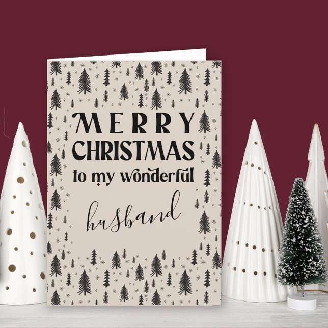 Árbol de navidad de marido Mínimo Natural (Husband Christmas Card. Buy professionally printed or as printable digital download.)