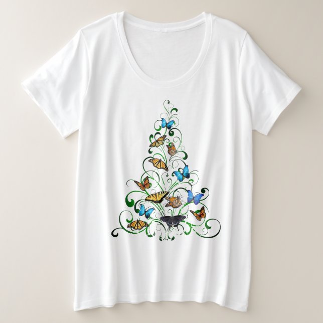 Árbol de Navidad de mariposa de té y mujeres (Anverso del diseño)