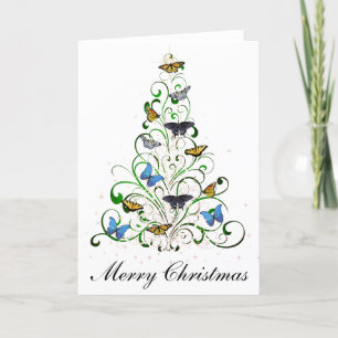 Árbol de Navidad de mariposas de tarjetas de Navid