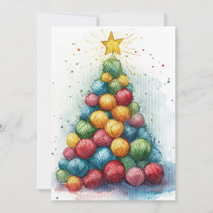 Árbol de Navidad de ovillo de lana Acuarela de tej