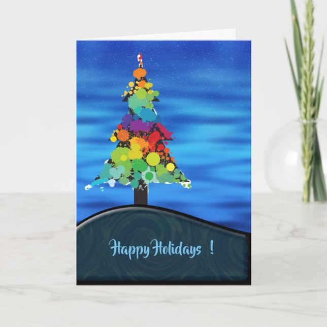 Árbol de Navidad de pintura abstracta de moras (Anverso)