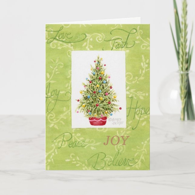 Árbol de Navidad de Pota Roja de la tarjeta de fel (Anverso)