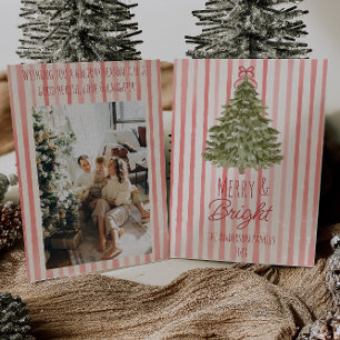 Árbol de Navidad de rayas rojas Retro Alegre y Bri