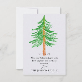 Árbol de Navidad de tarjetas de vacaciones familia