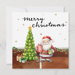Árbol de Navidad de tenis y Papá Noel en la cancha