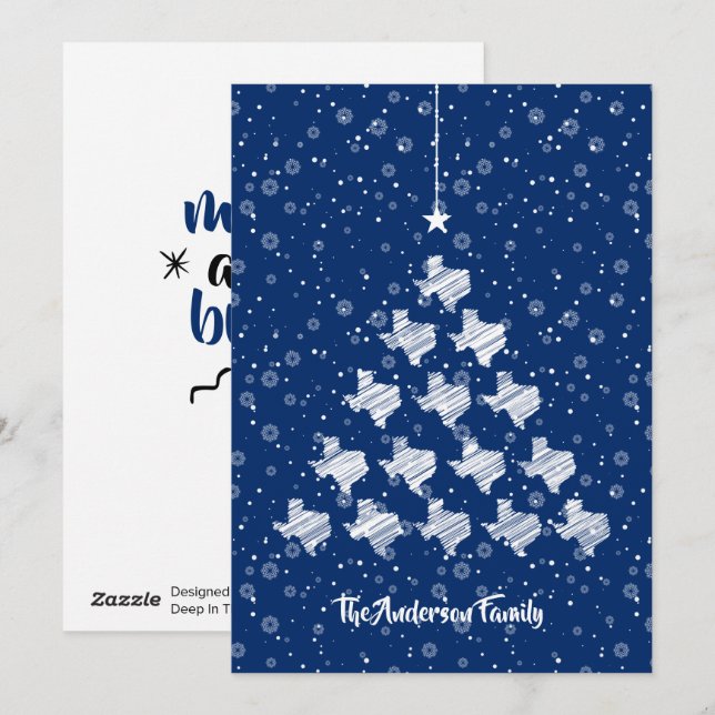Árbol de Navidad de Texas resquebrajado en azul (Anverso / Reverso)