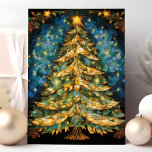 Árbol de Navidad de vidrio templado<br><div class="desc">Iluminar su temporada de vacaciones con nuestra tarjeta navideña de vidrio templado! Esta impresionante tarjeta presenta un ilustracion muy detallado de un árbol navideño representado en un estilo de vidrio manchado, brillante con colores vivos y patrones complicados. Perfecto para compartir deseos festivos con amigos y familia, esta tarjeta captura el...</div>