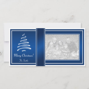 Árbol de navidad del remolino en tarjeta azul y