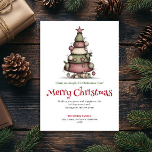 Árbol de Navidad divertido y acogedor Tarjeta de f