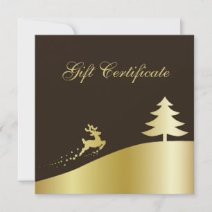 Árbol de Navidad dorado con certificado de regalo