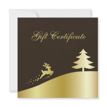 Árbol de Navidad dorado con certificado de regalo