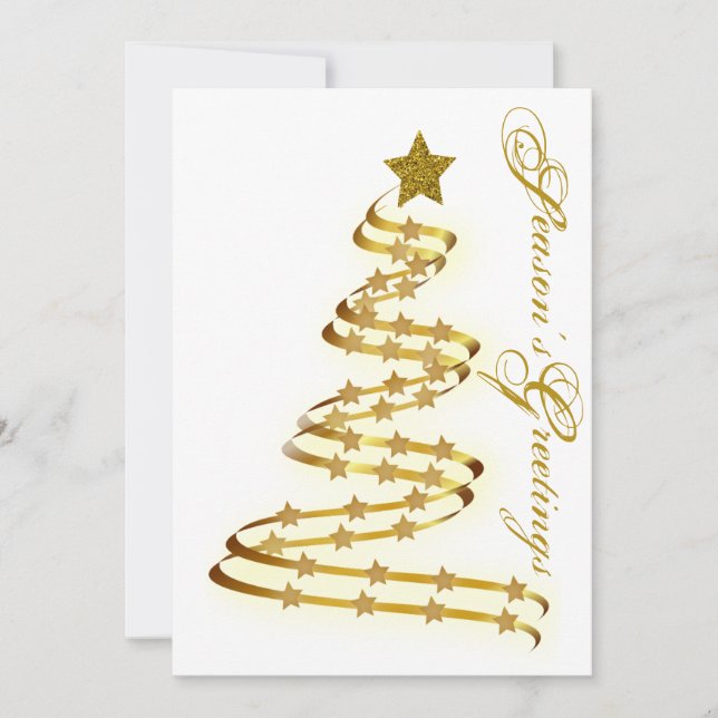 Árbol de Navidad Dorado Estrellas Abstracto Esquem (Anverso)