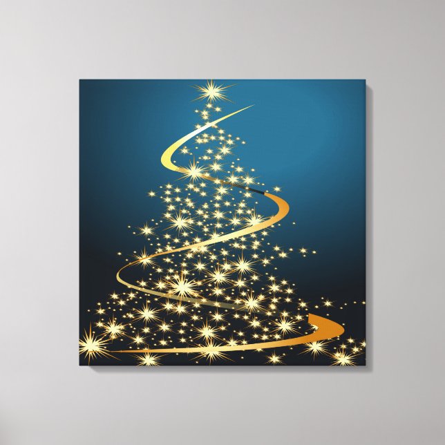 Arbol de Navidad Dorado Premium Lienzo envuelto (Anverso)