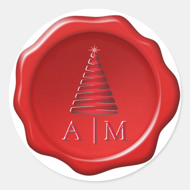 Árbol de Navidad e iniciales en sticker de sello d (Anverso)