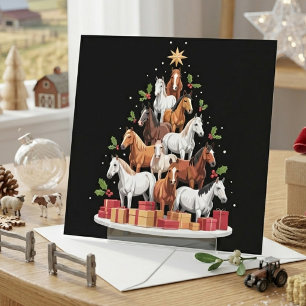 Árbol de Navidad ecuestre festivo hecho de caballo
