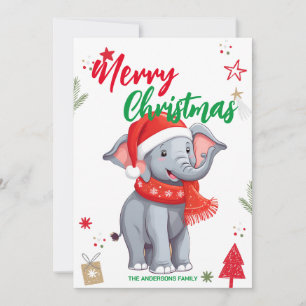 Árbol de Navidad Elefante Lindo Nombre de Familia 