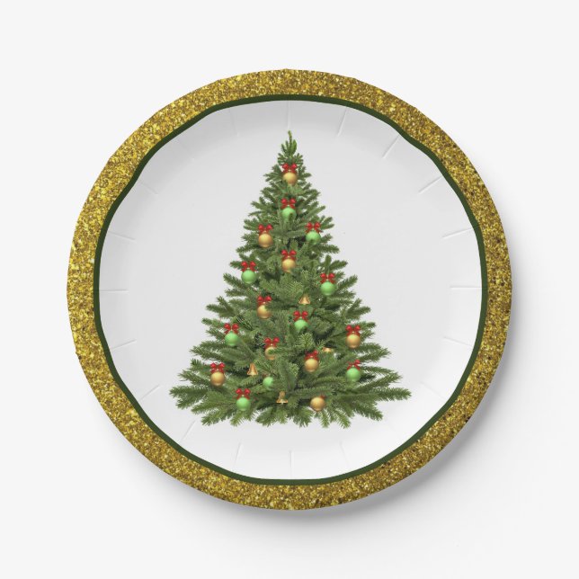 Árbol de Navidad Elegante / Plato de Papel con Pur (Anverso)