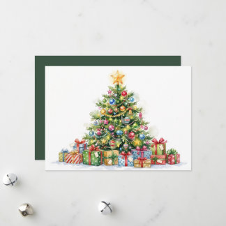 Árbol de Navidad elegante sin foto en acuarela ver
