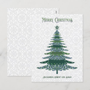 Árbol de Navidad Elegante Verde Blanco Personaliza